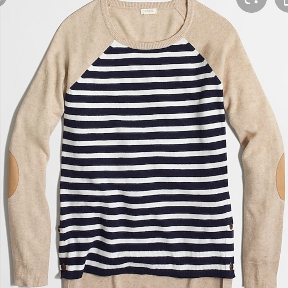 J. Crew side-button elbow-patch sweater in stripe